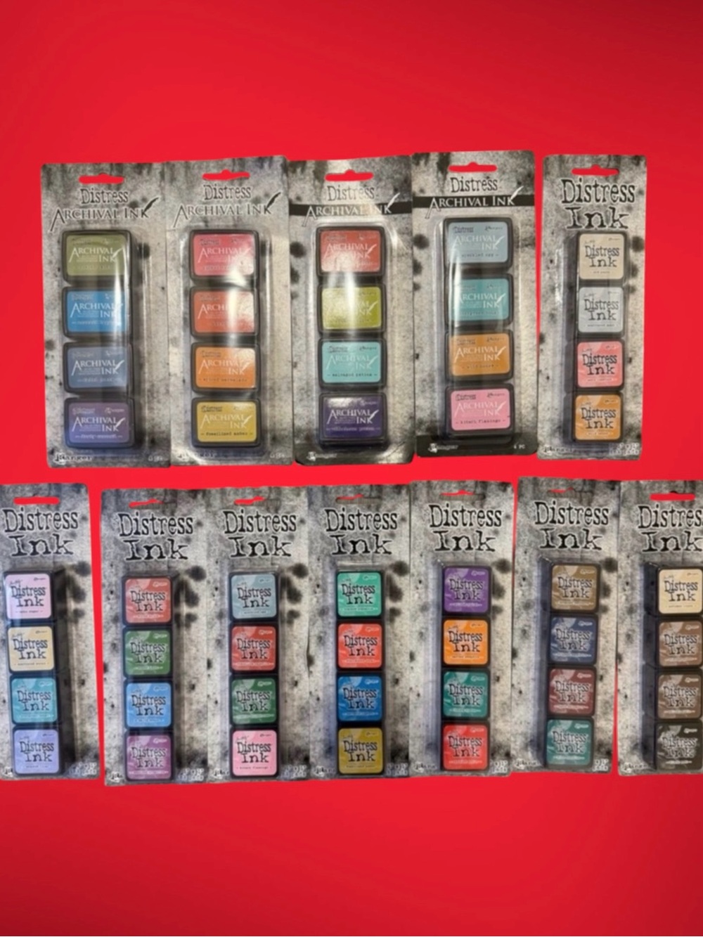 NEW- Tim Holtz Distress Ink Pads and Archival Set - Bold and Vibrant Hues Crafts